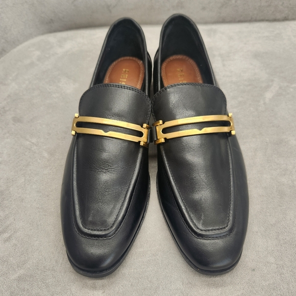 Reiss Dress Loafers 9.5 Black Leather Angela Apron Toe CBK Carolyn New $275 - Picture 4 of 16